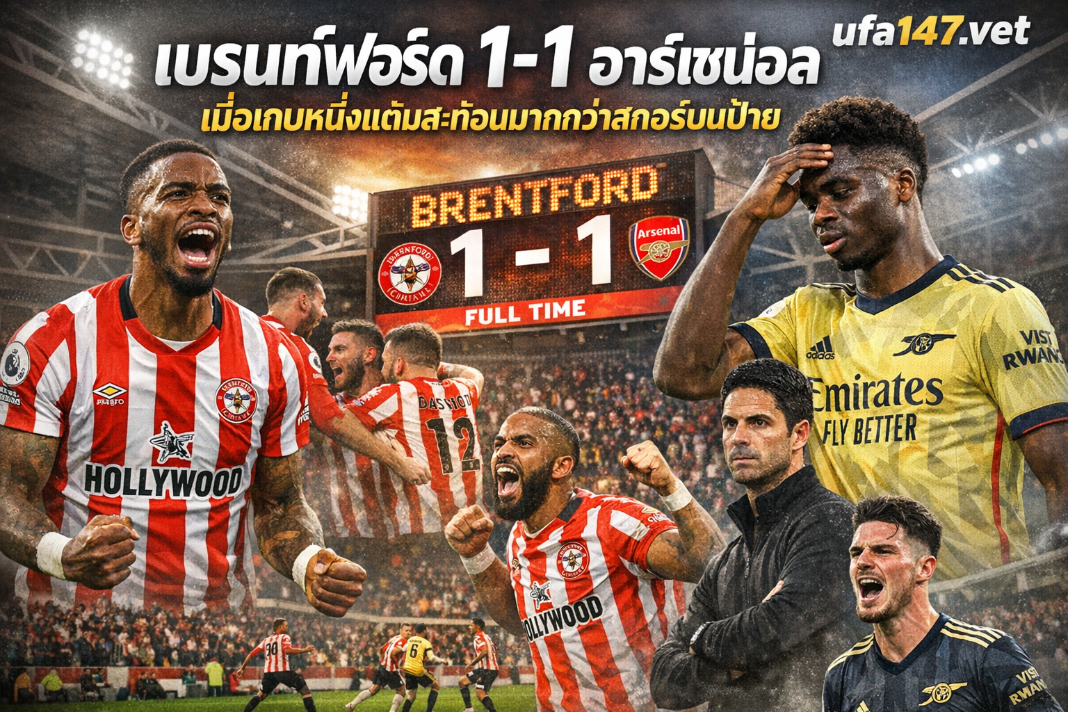 เบรนท์ฟอร์ด 1-1 อาร์เซน่อล เมื่อเกมหนึ่งแต้มสะท้อนมากกว่าสกอร์บนป้าย